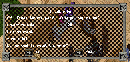An NPC offering a Bulk Order Deed.